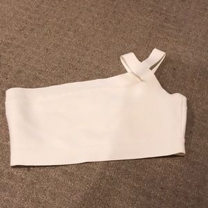 BCBG white fancy crop top